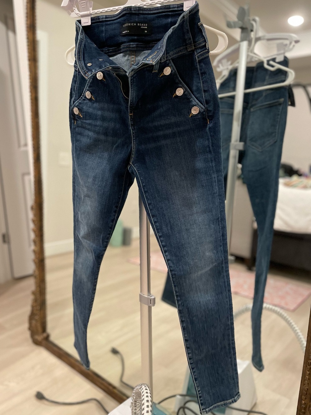 Veronica Beard High Rise Skinny Button-Front Jeans 26 27 NWOT